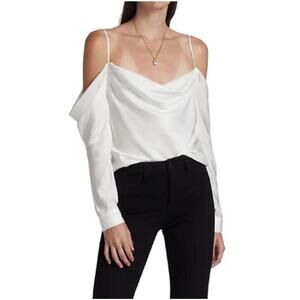L’AGENCE Women’s White Zion Cold Shoulder Blouse NEW Size S